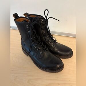 Frye Women’s Black Leather Veronica Combat Boots